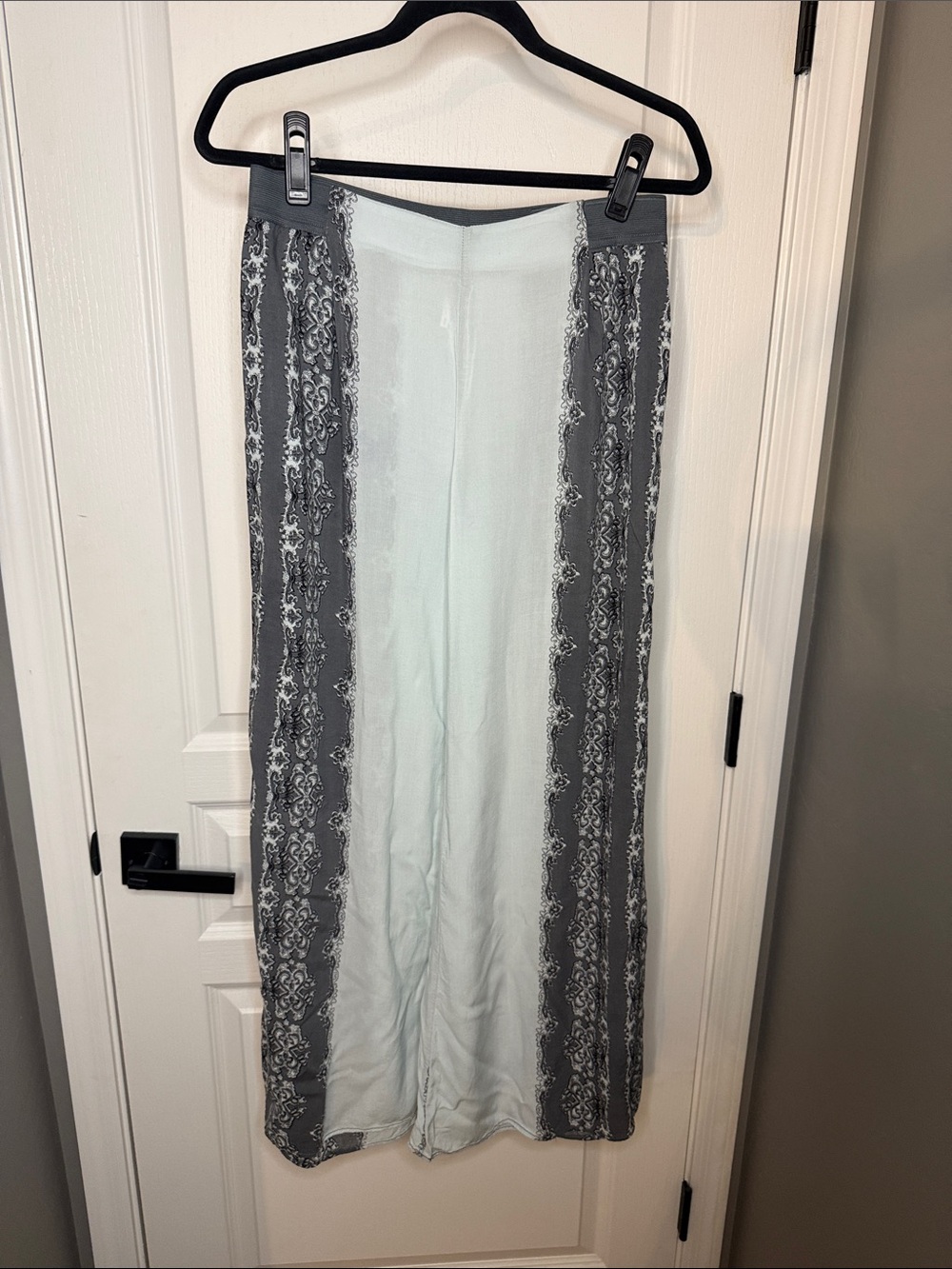 Free People Light Blue Wide Leg Panel Pants with Gray Trim